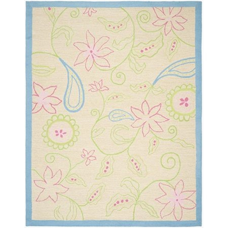 SAFAVIEH 8 x 10 ft. Large Rectangle Novelty Kids Ivory and Blue Hand Tufted Rug SFK362A-8